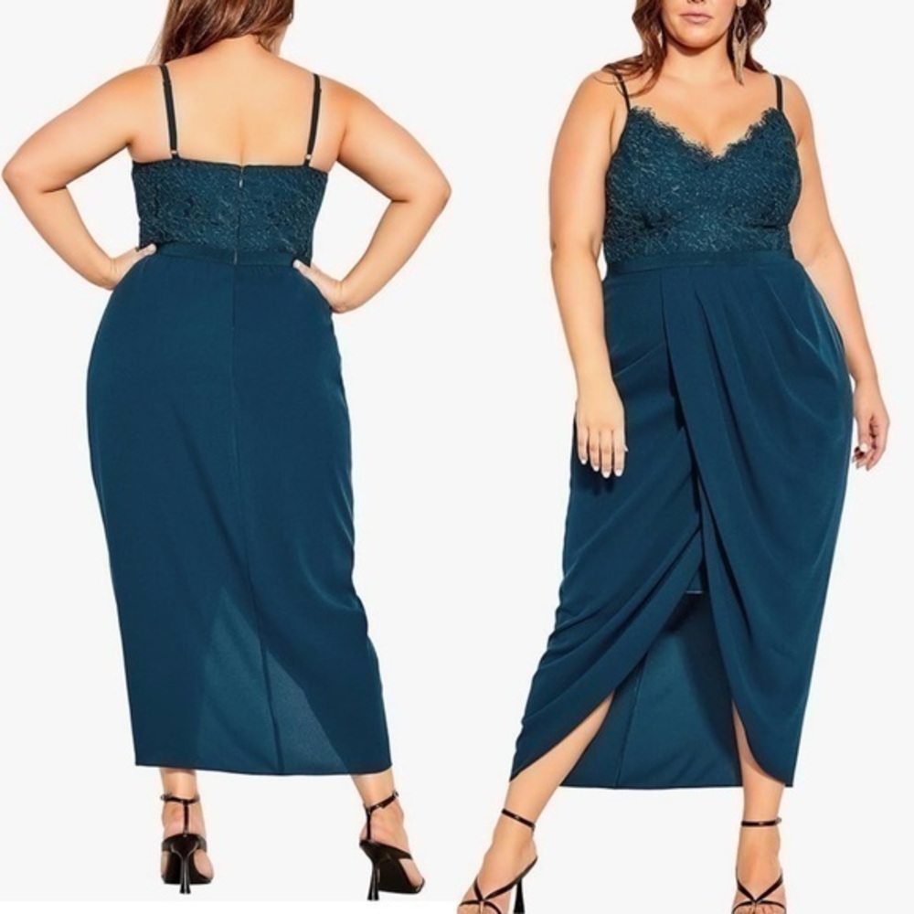 City Chic lace touch tulip dress